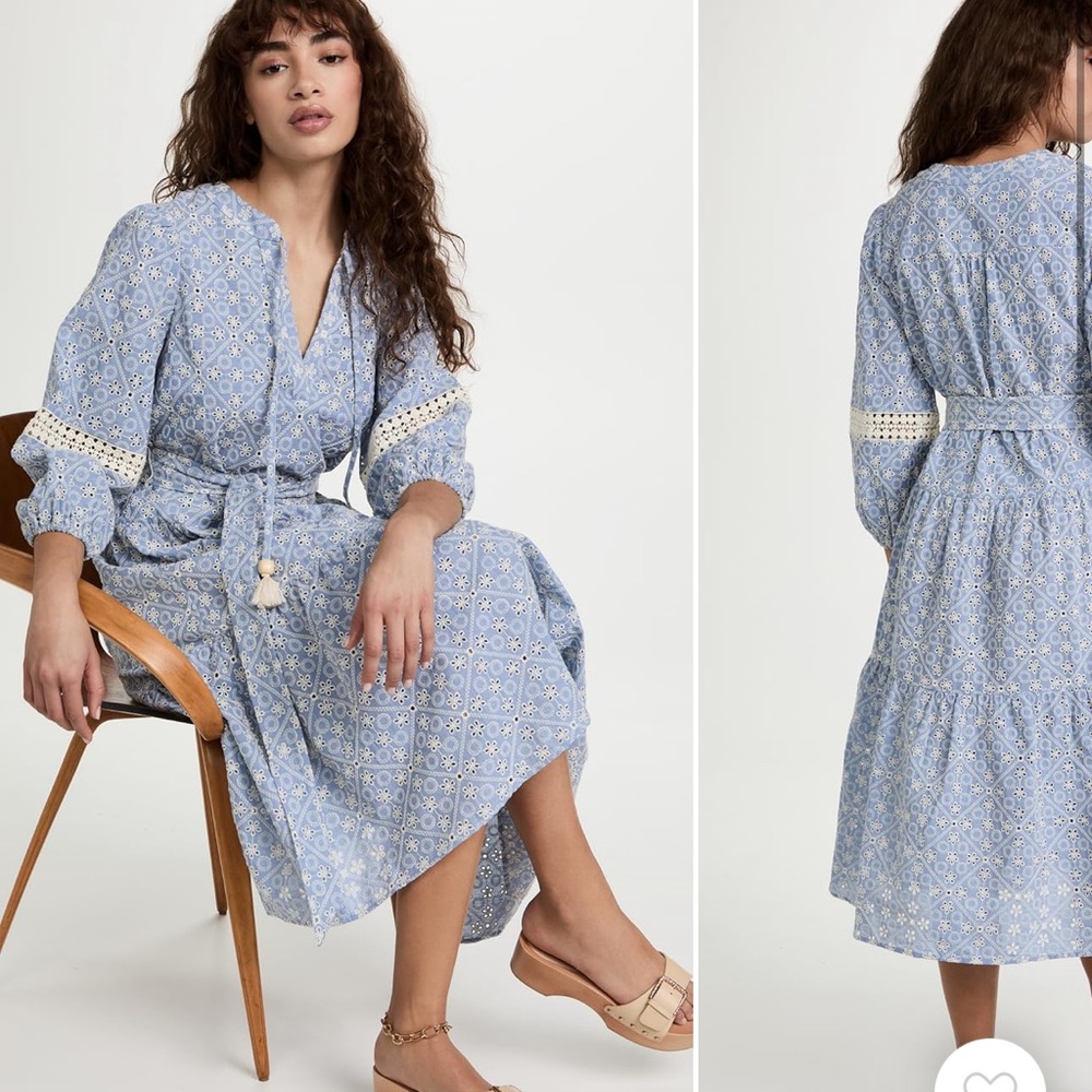 Shoshanna
Umbrella Midi Dress
Chambray Blue/Sand, S